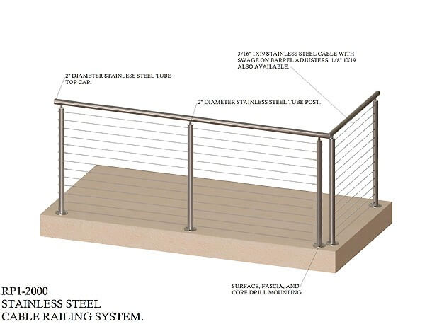Stainless Steel Cable Railing System RP1-2000